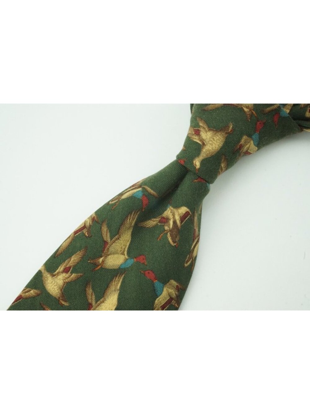Luciano Barbera Forest Green Mallard Duck 100% Wool Tie